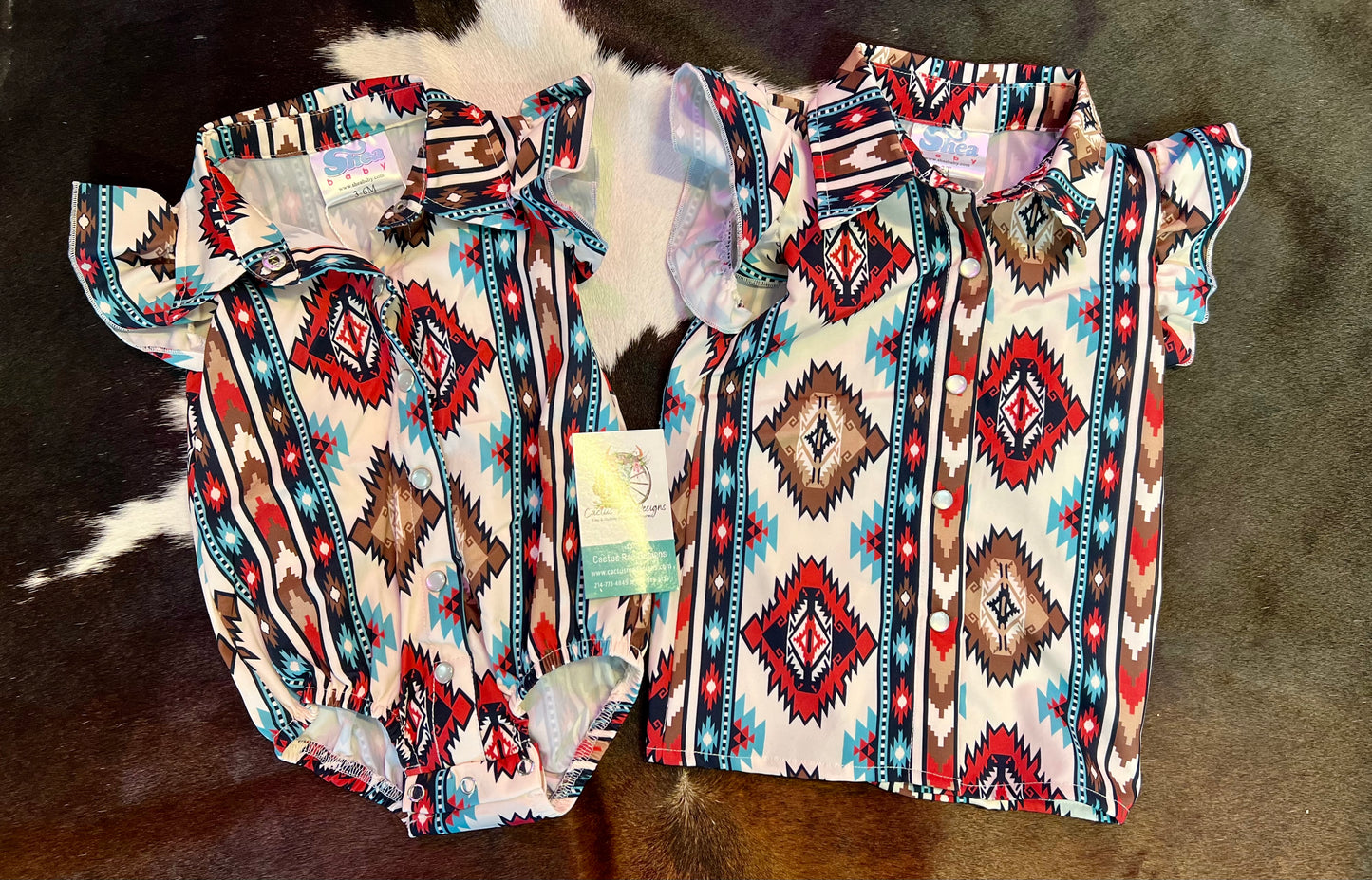 Aztec Ruffle Snap Onesie