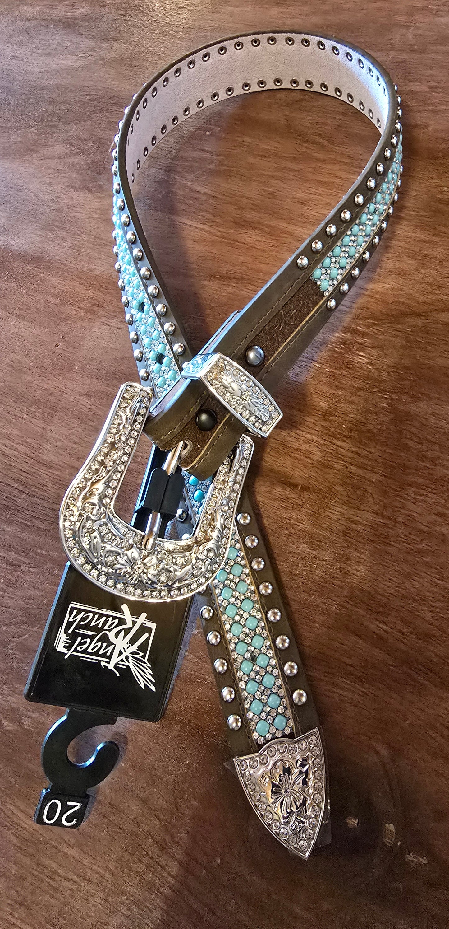 1 1/4" Bead Inlay Stn Trim TQ Girls Belt