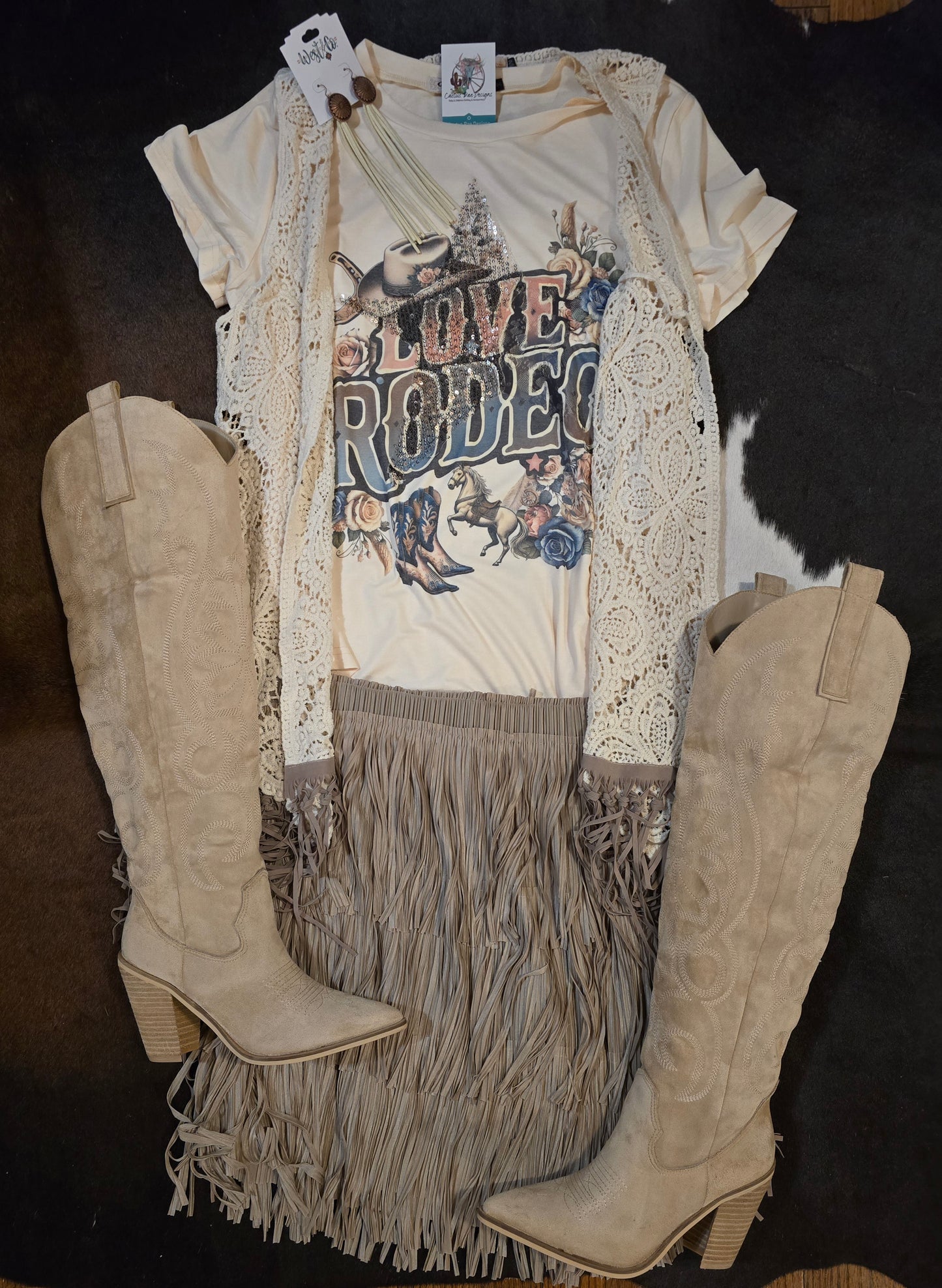 Short Fringe Skirt Taupe