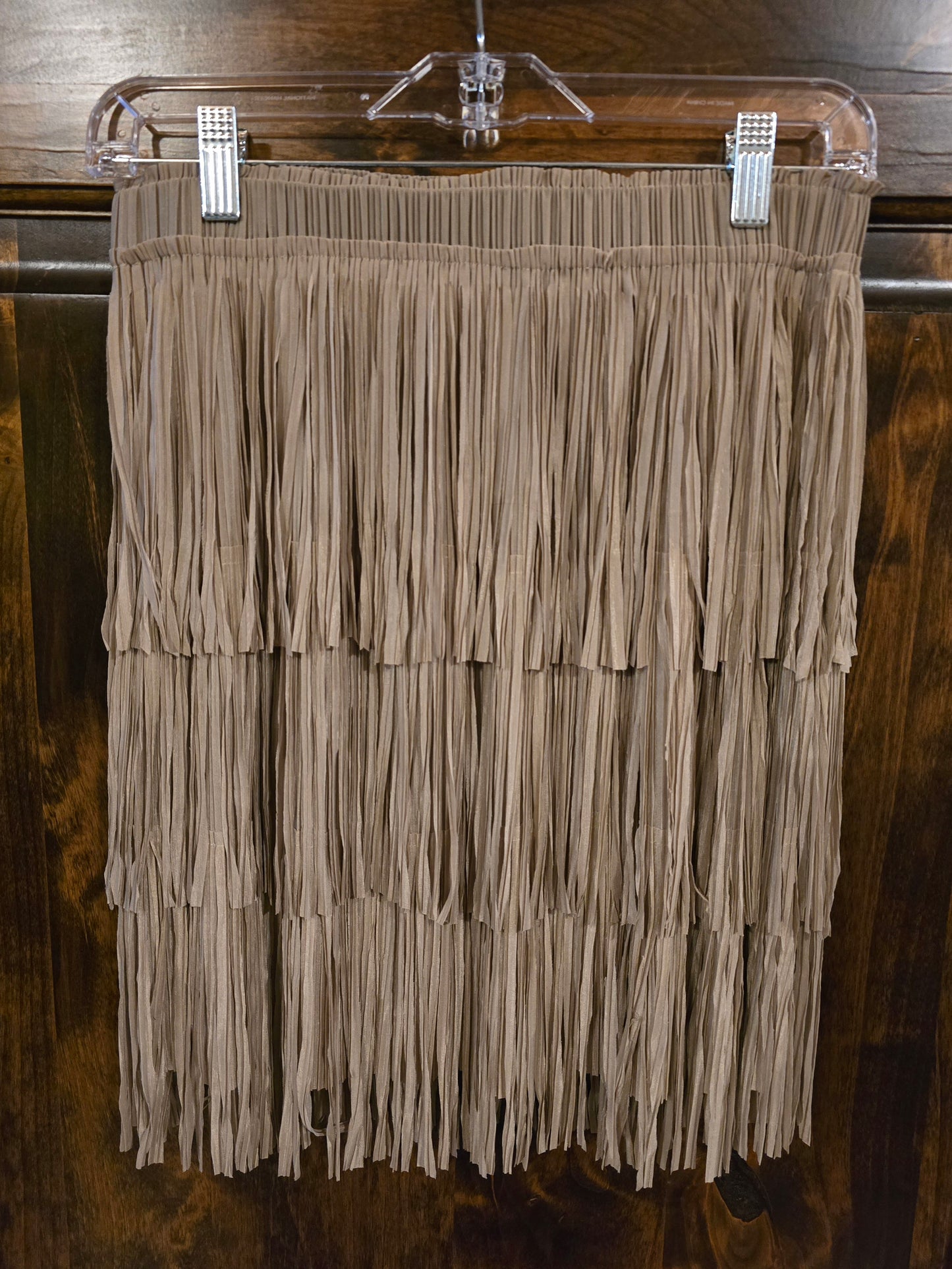 Short Fringe Skirt Taupe