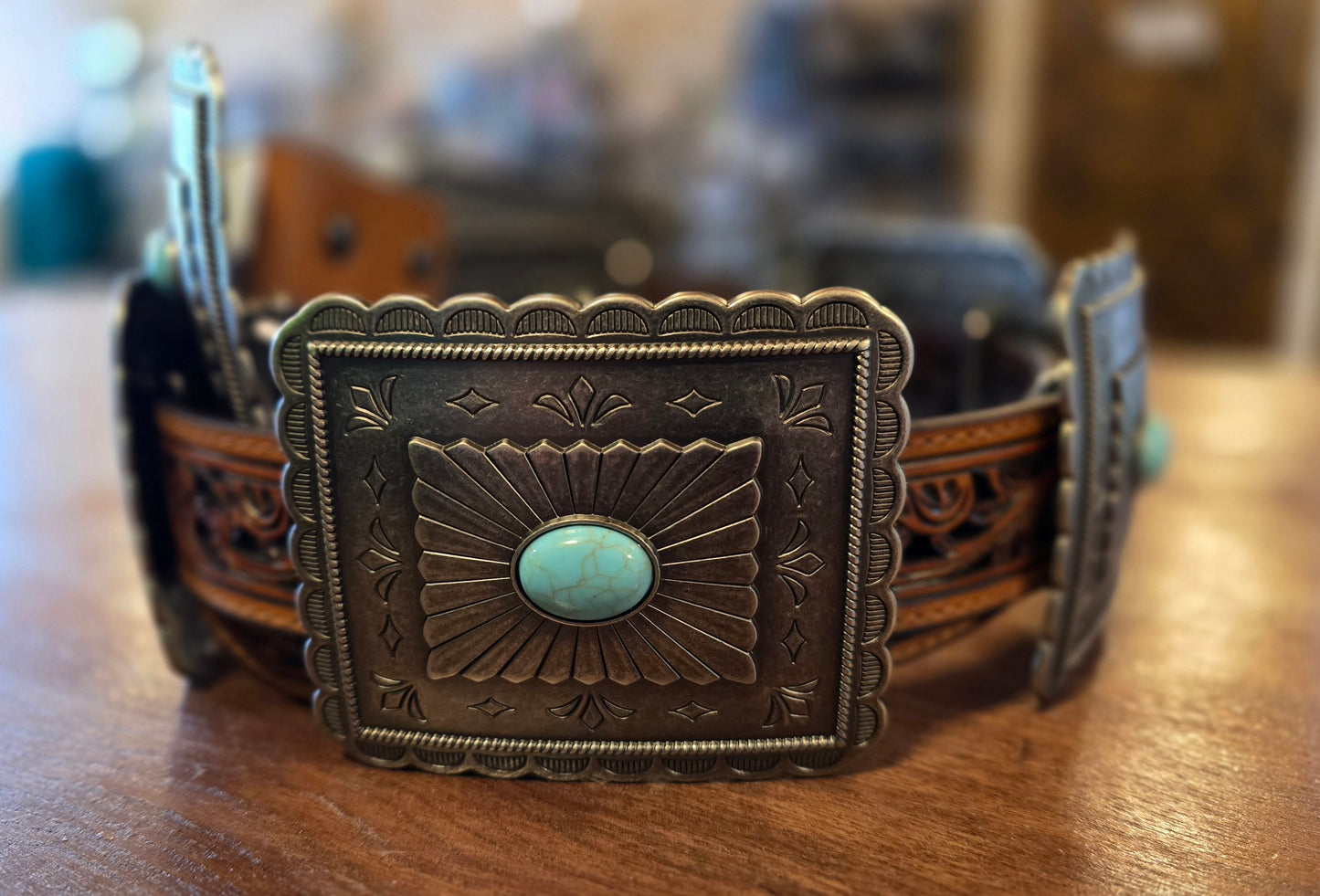 1 1/2" Pierced Rectangle Conchos Tan