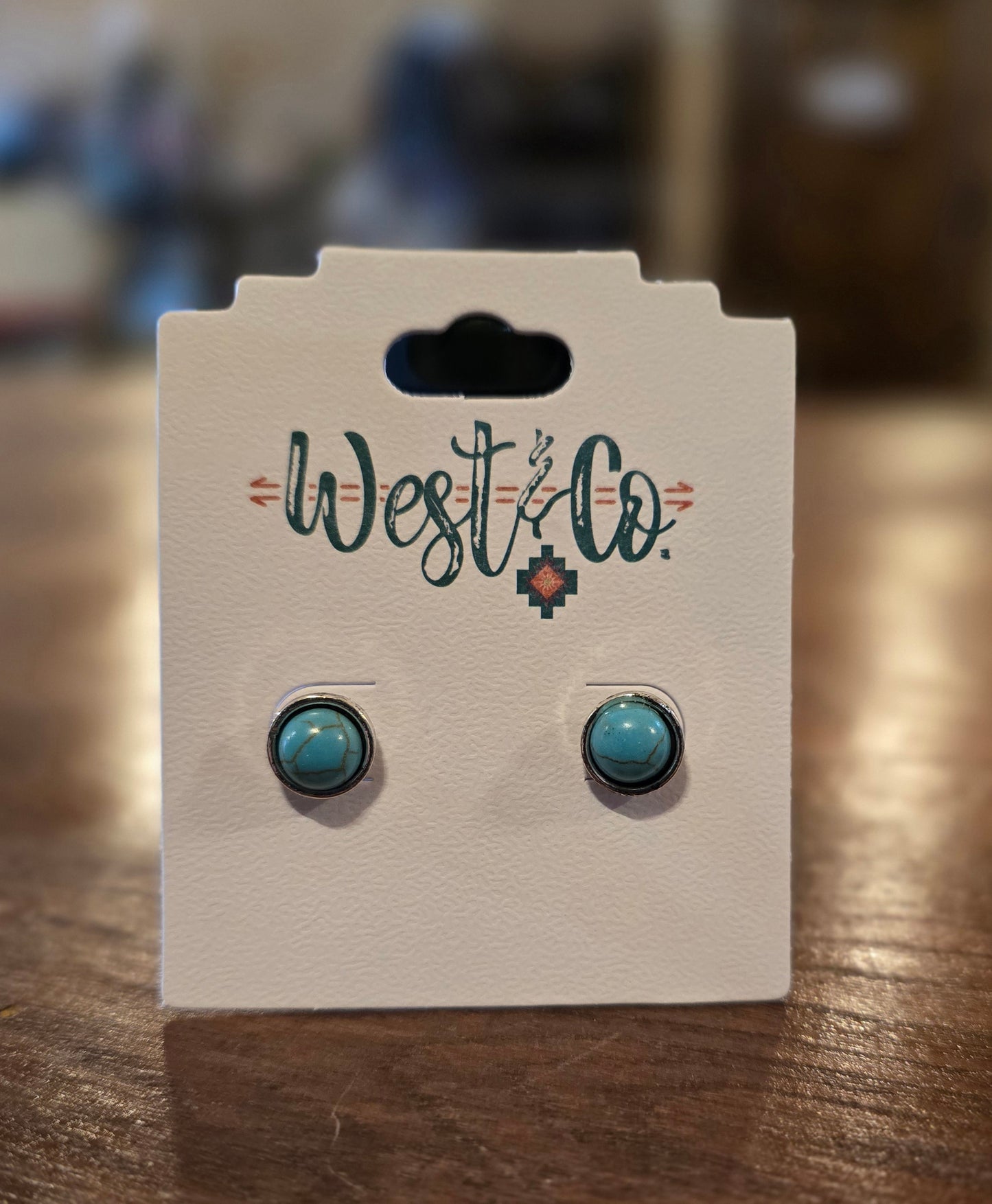 Burnished Silver with Inlayed Turq Stud earrings