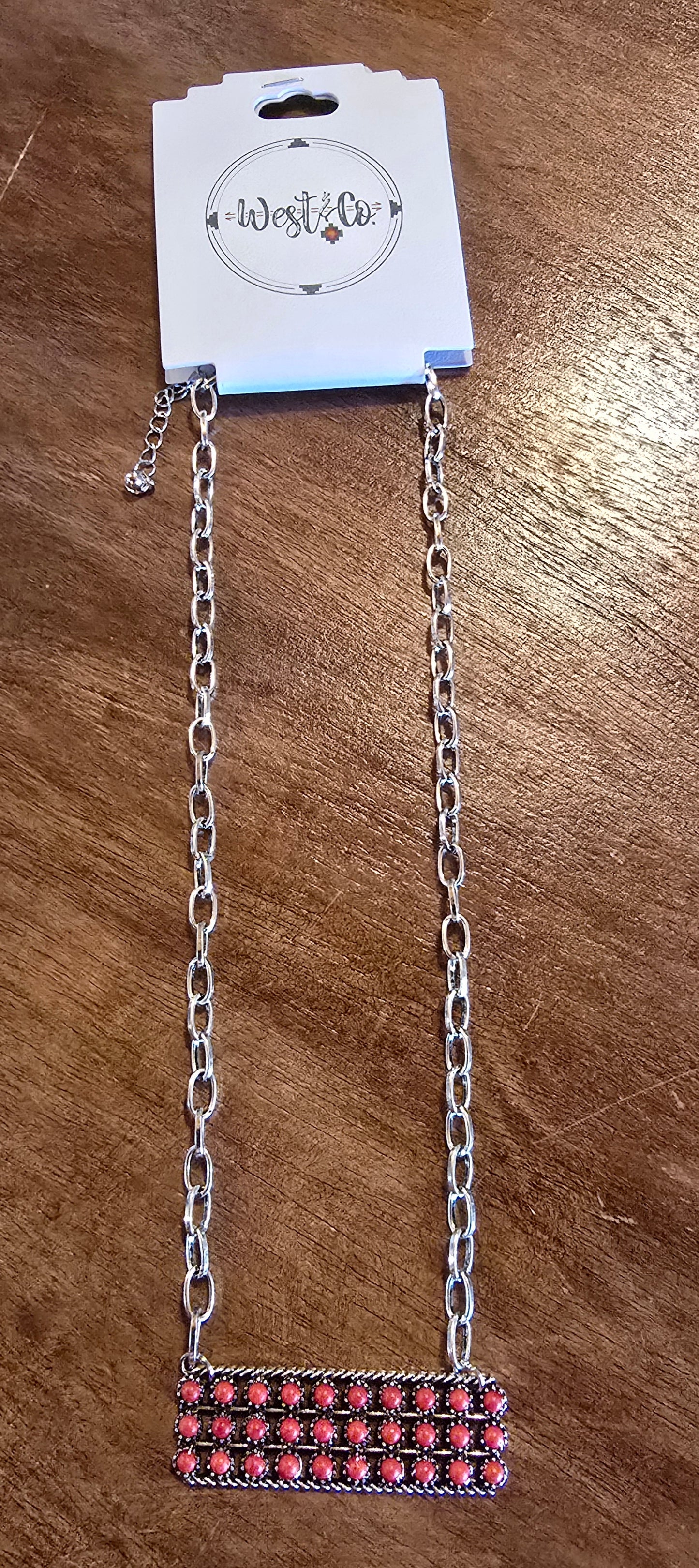 18" Snake Eye Red Bar Necklace