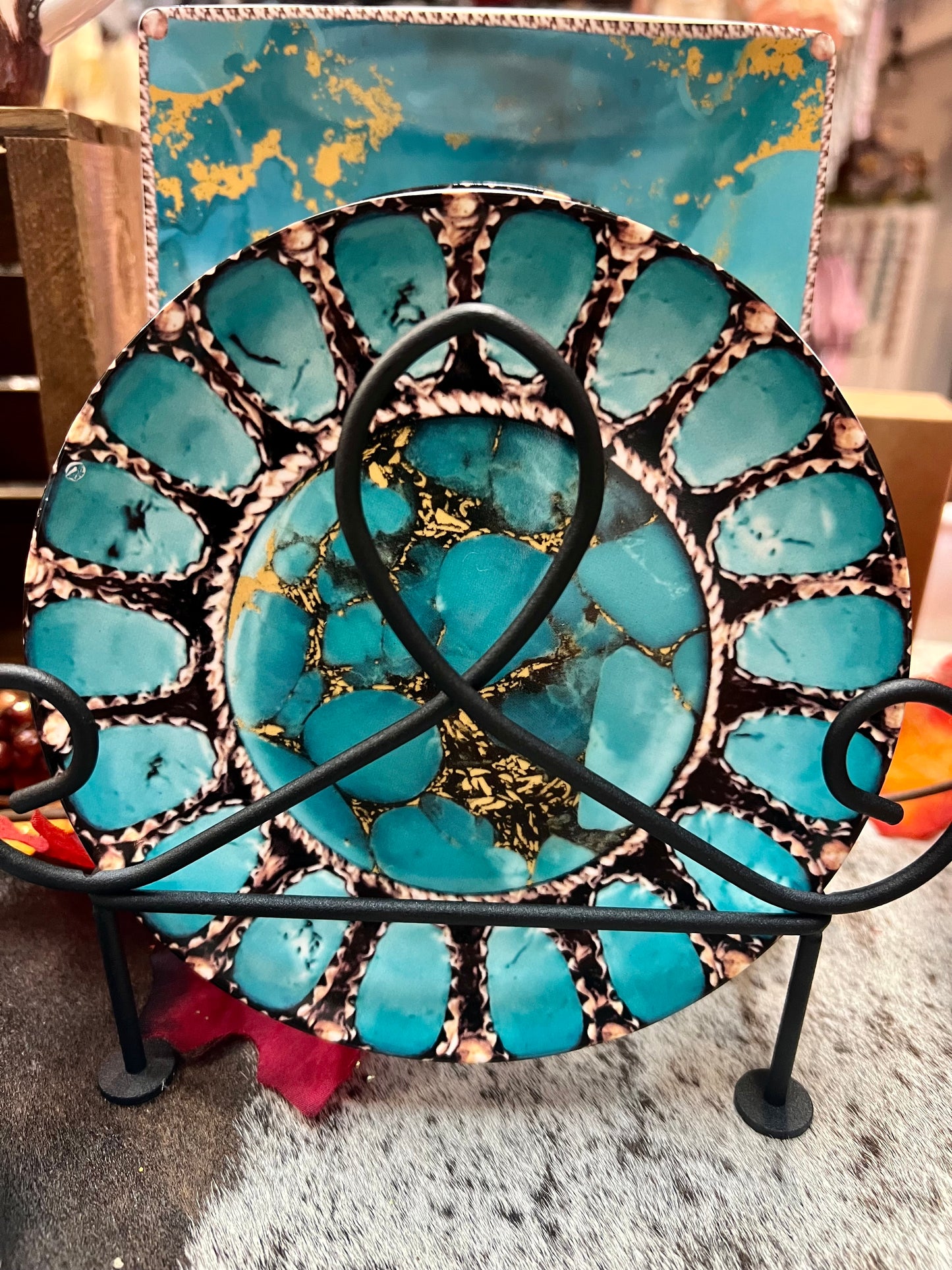 Turquoise Jewelry Canape Plate 6"- Rd