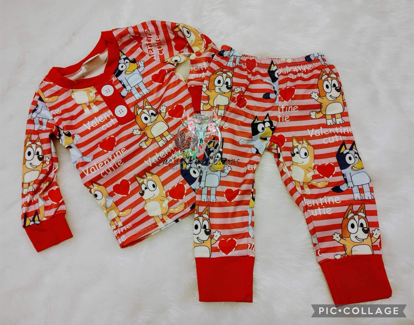Blue Dog Valentine Cutie PJ Set