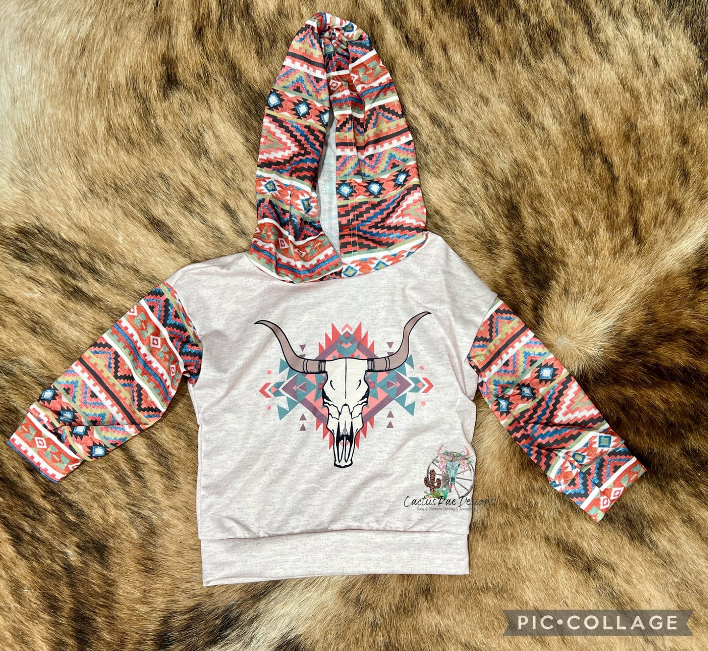 Aztec bull Skull Hoodie