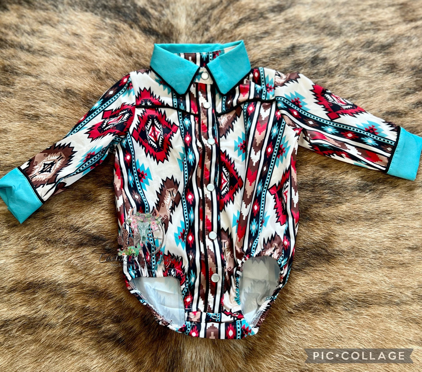 Aztec Pearl Snap Onesie