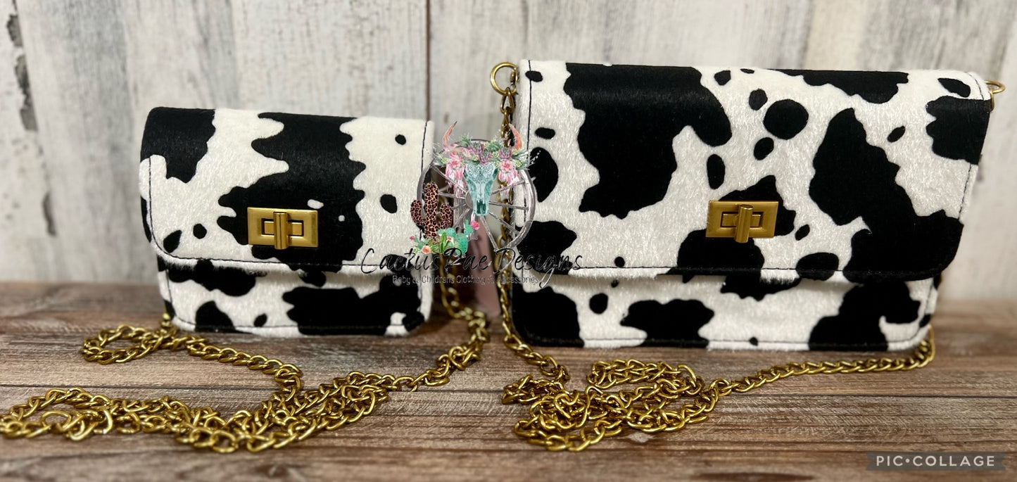 Black Cow Print Purse