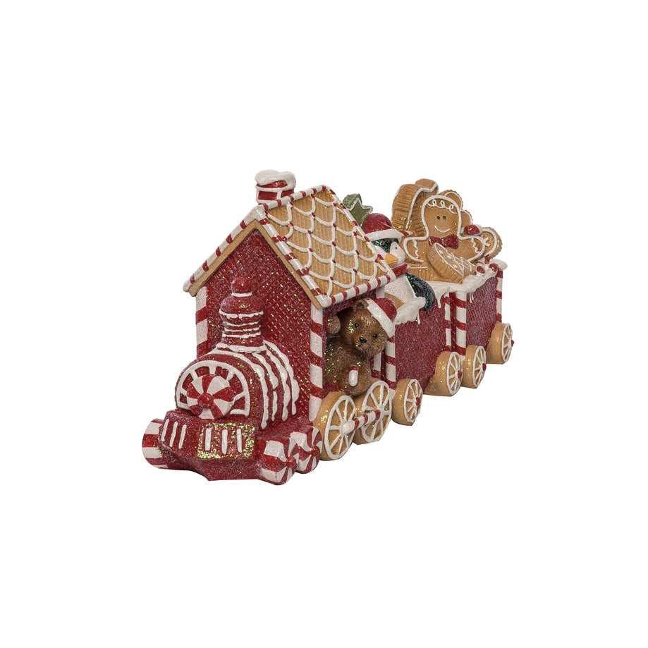 Festive Resin Gingerbread Train Decor For Christmas