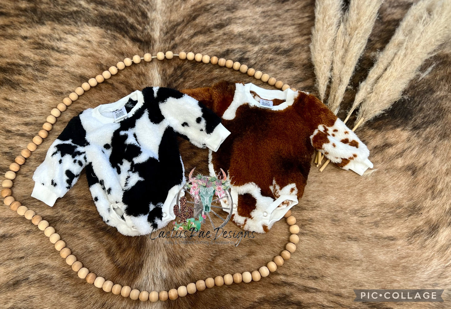 Sherpa Cow Print Baby Onesie