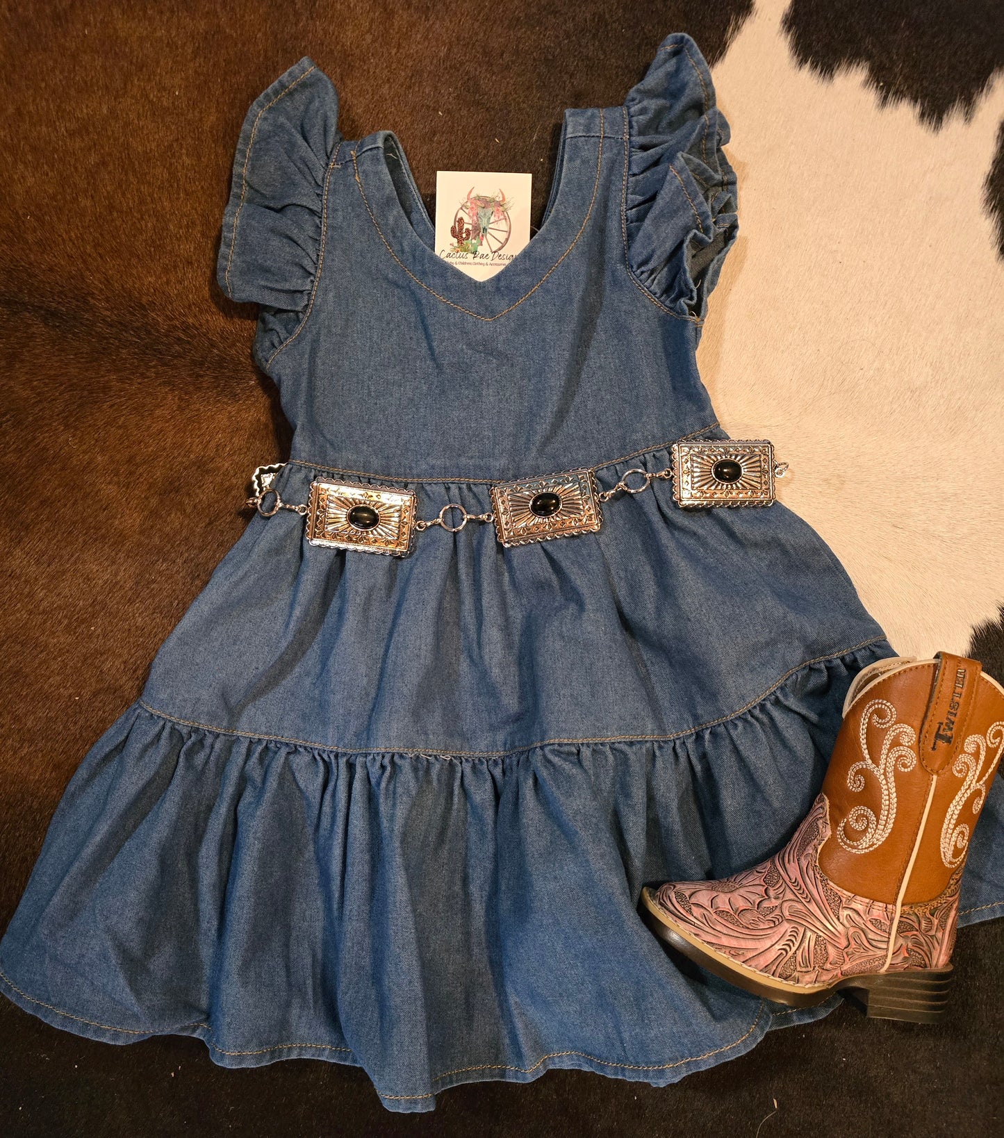 Denim SS Ruffle Dress