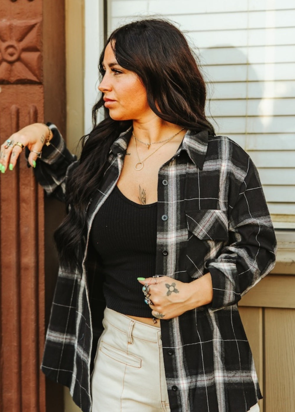 Black Flannel Button Down Shirt