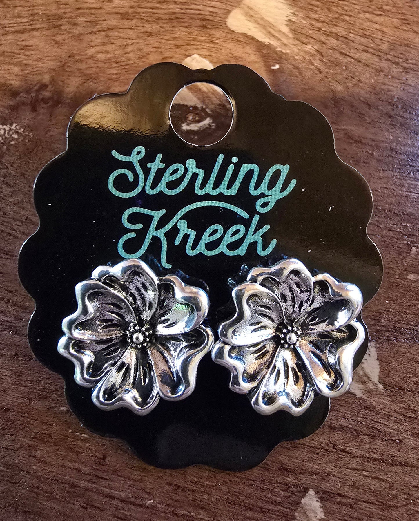 Tooled Flower Earrings (Studs)
