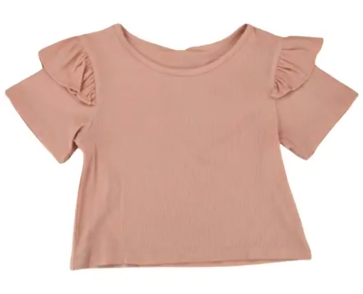 Ribbed Ruffle Sleeve Crop Top