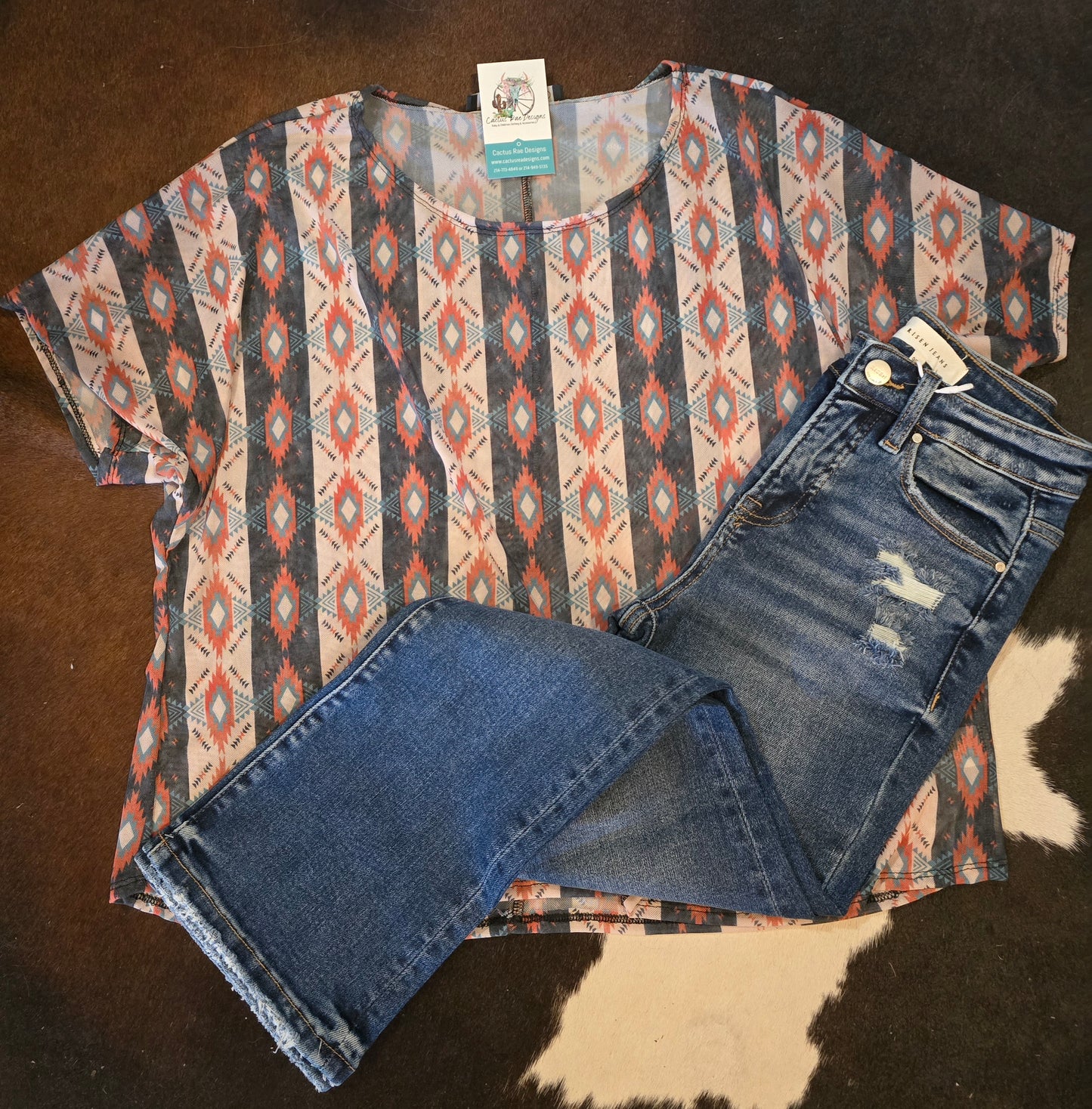 Tummy Control High Rise Crop Bootcut Jeans Distressed