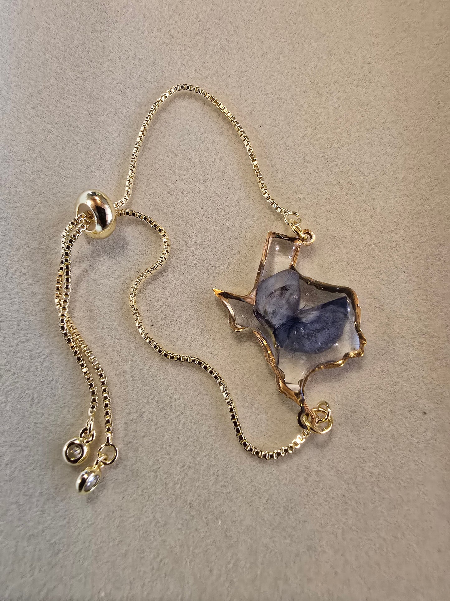 Pressed Flower Texas Bluebonnet Bracelet, Adjustable Texas Bracelet