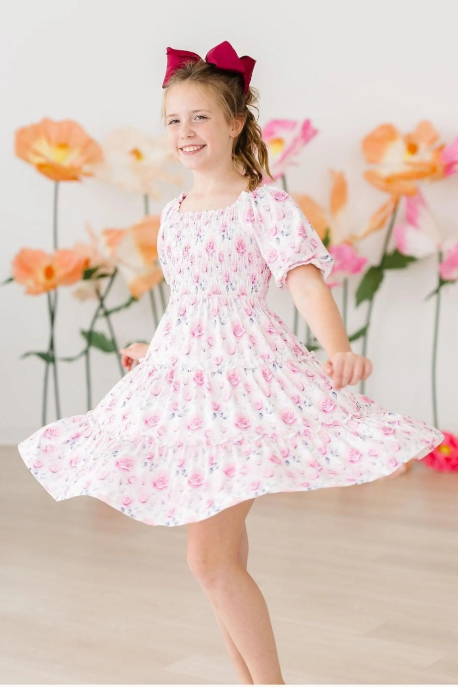 Rose Garden Smocked Ruffle Dress