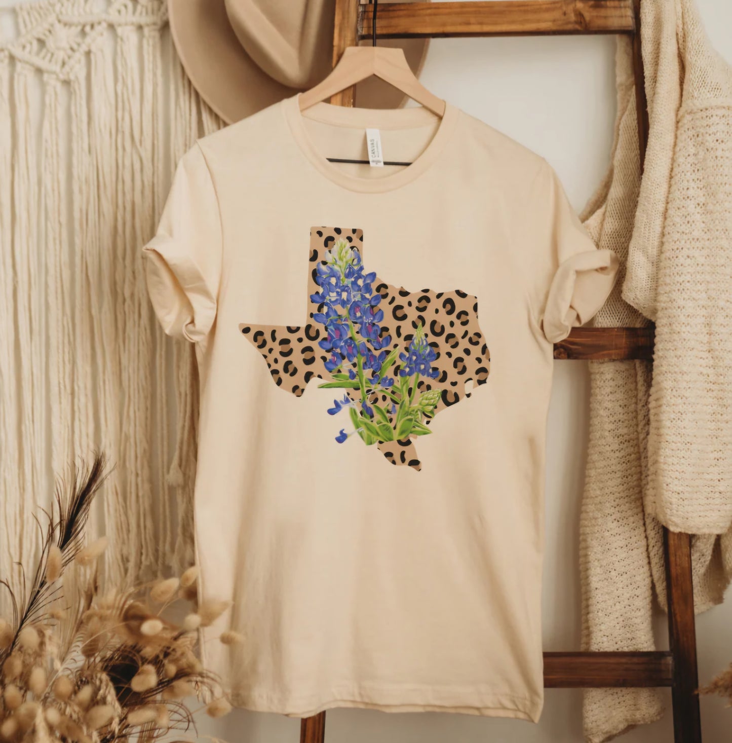 Texas Leopard Bluebonnet Tee Kids