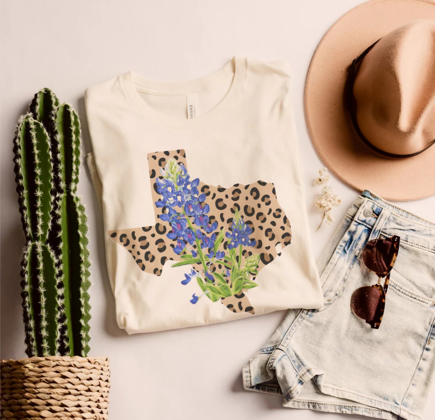 Texas Leopard Bluebonnet Tee Adults