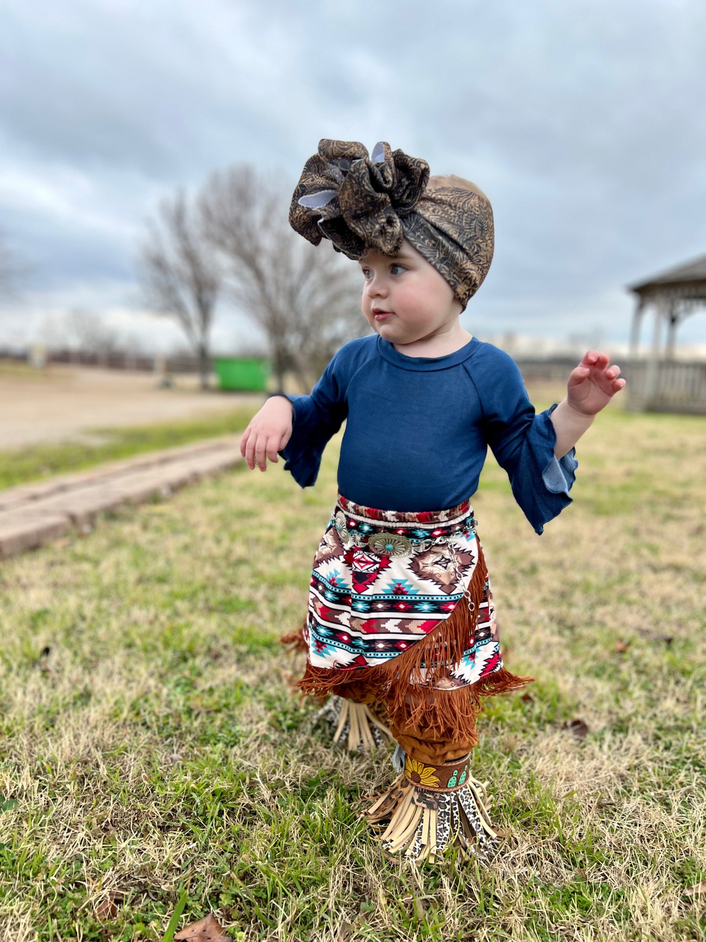 Denim Bell Sleeve Top Onesie/Shirt