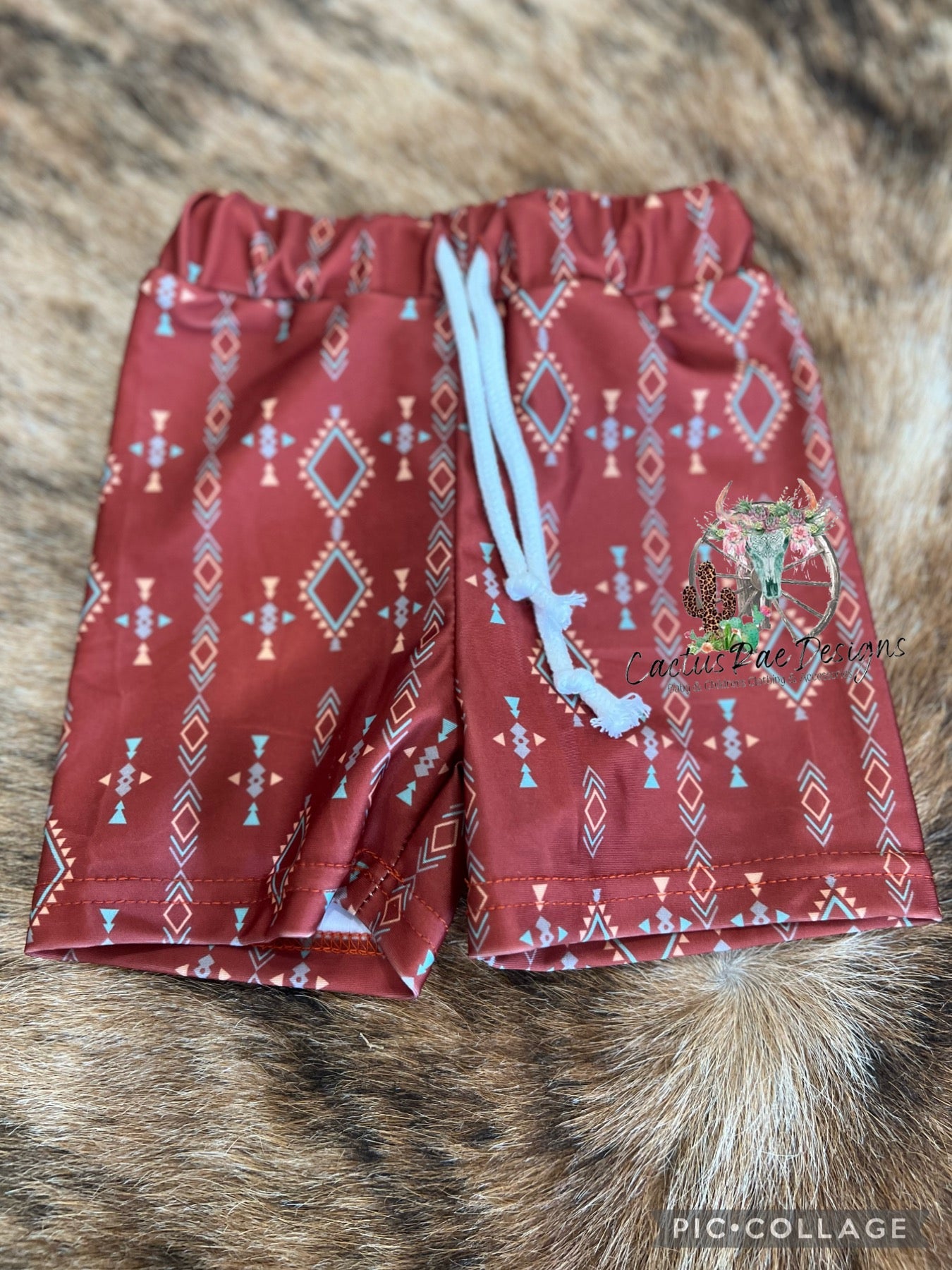 Rust Aztec Swim Trunks