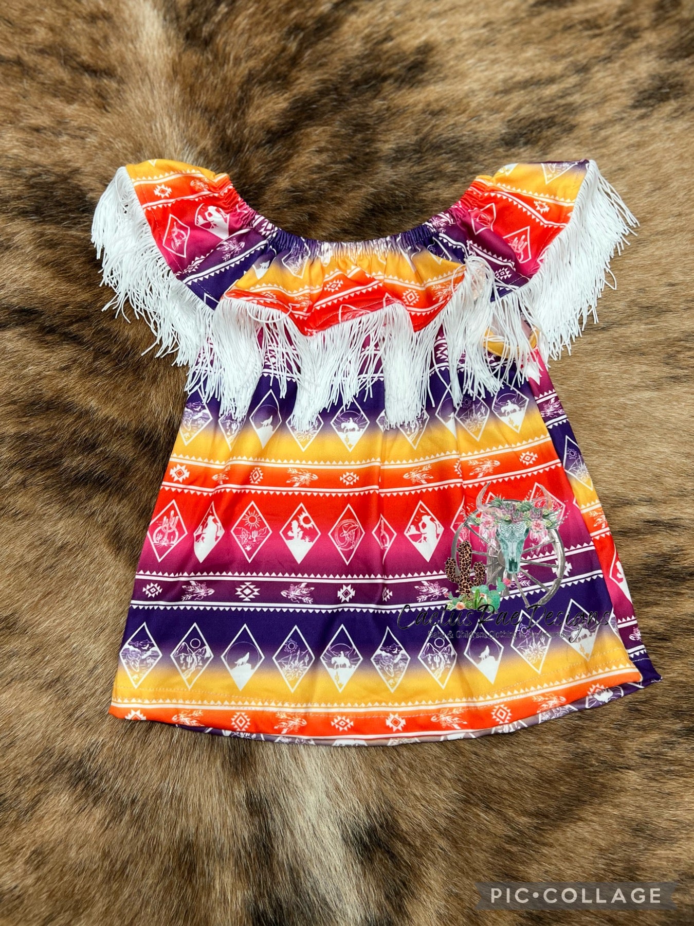 Neon Aztec Fringe Shirt