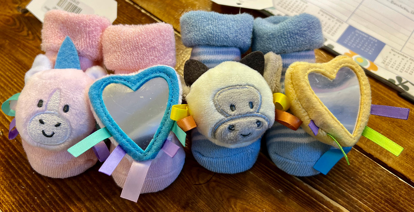 Baby Socks with Rattle and Mirror