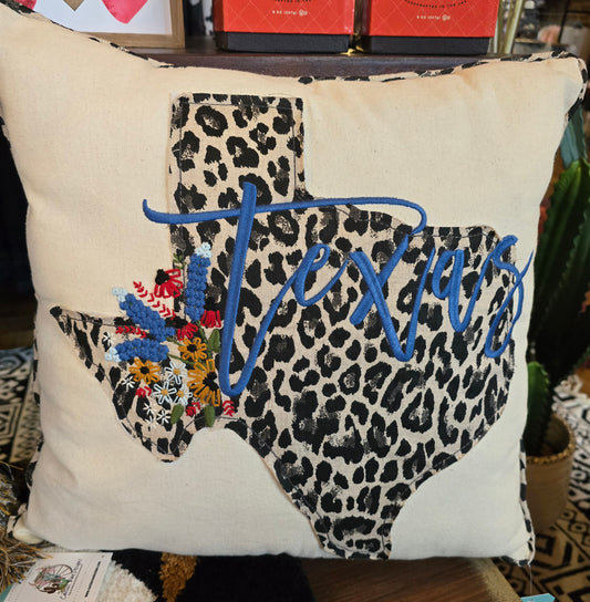 Texas Bluebonnet/Cheeta Pillow