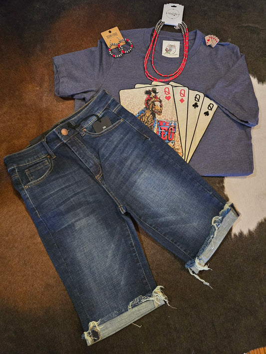 Mid Rise Clean Cuffed Bermuda Shorts