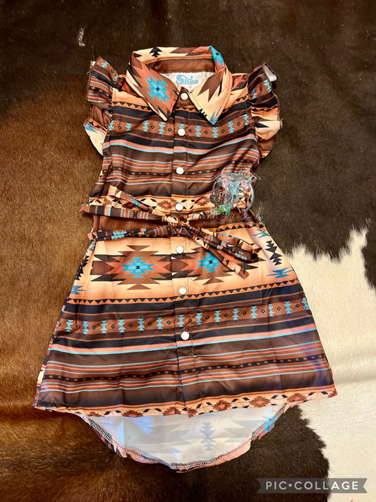 Aztec Pearl Snap Dress