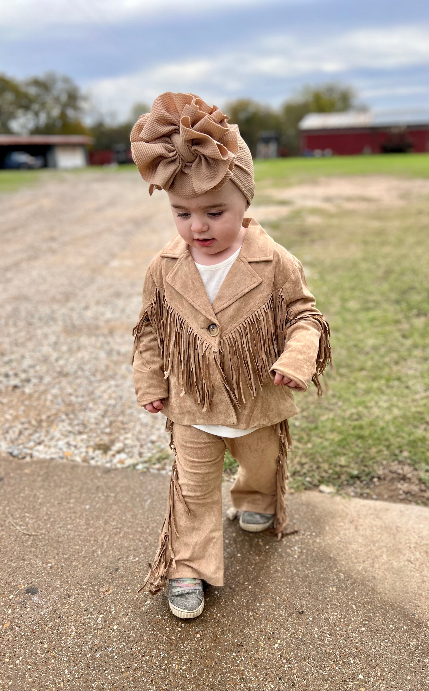 Faux Suede Fringe Jacket "Camel"