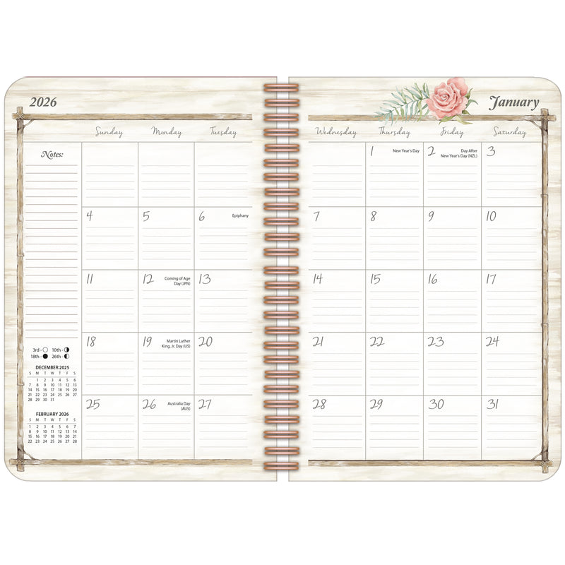 2026 LANG Rosewood Ranch - Spiral Monthly & Weekly Engagement Diary/Planner