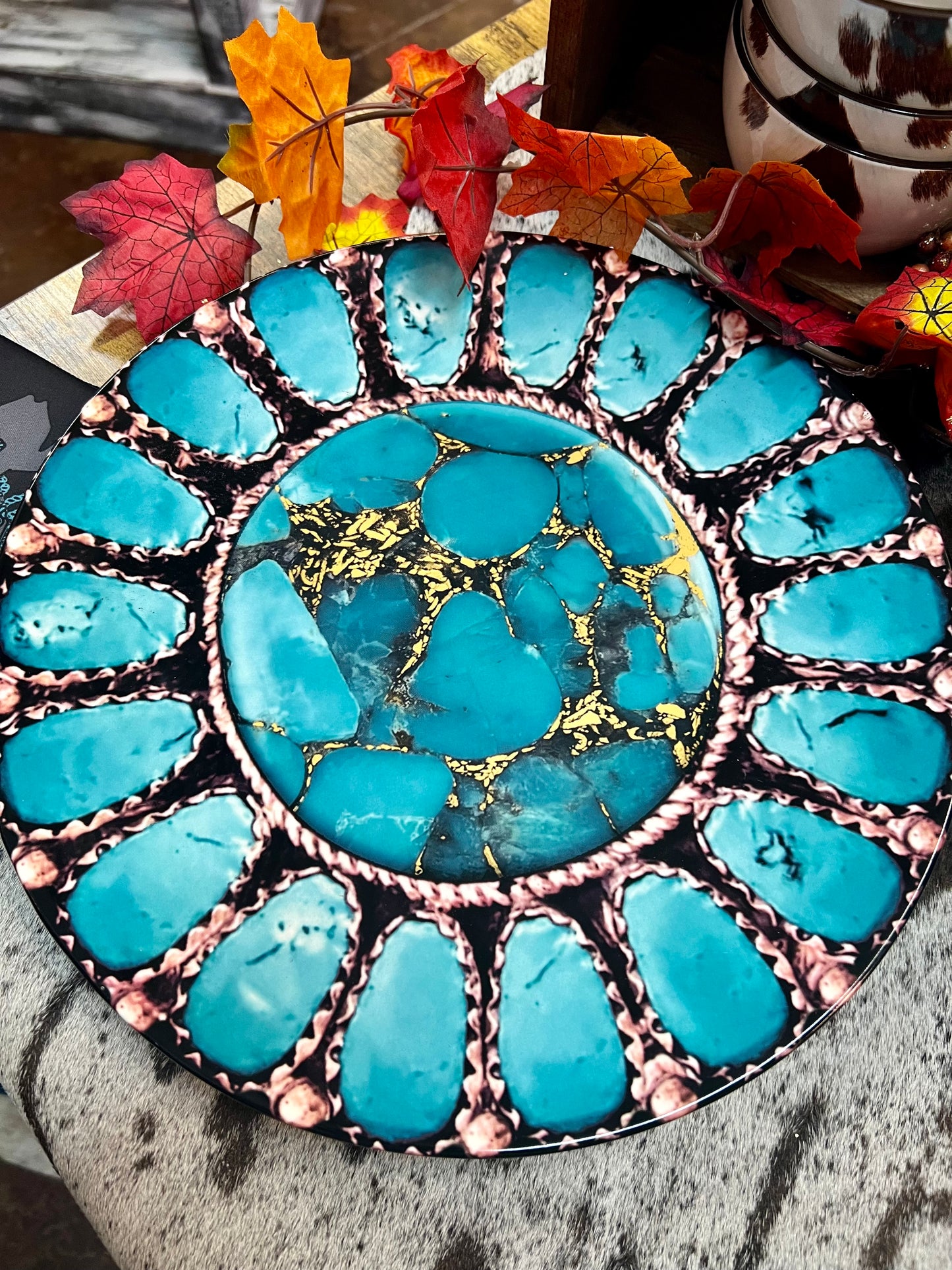 Turquoise Jewelry Plate  13"