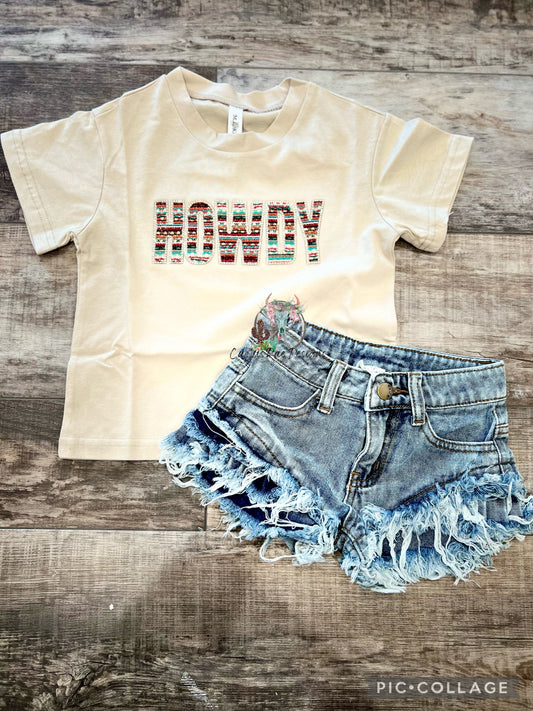 Tiered Medium Denim Shorts