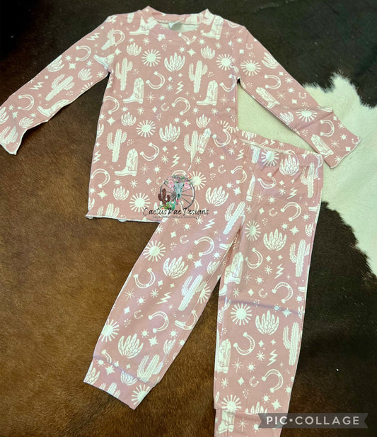 Wild West Pink Girls PJ Set