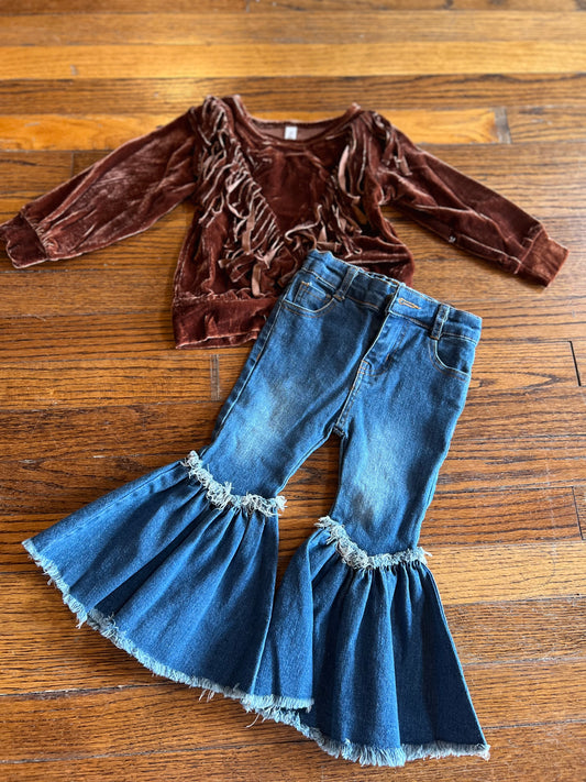 Winter Velvet Fringe Top