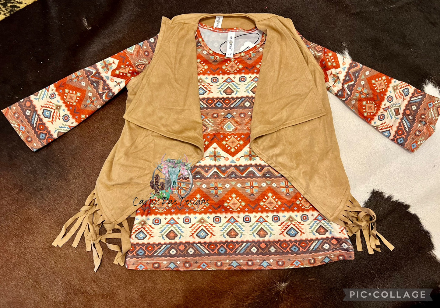 Rusty Brown Aztec Print Dress