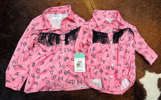 Pink Brand Pearl Snap Onesie