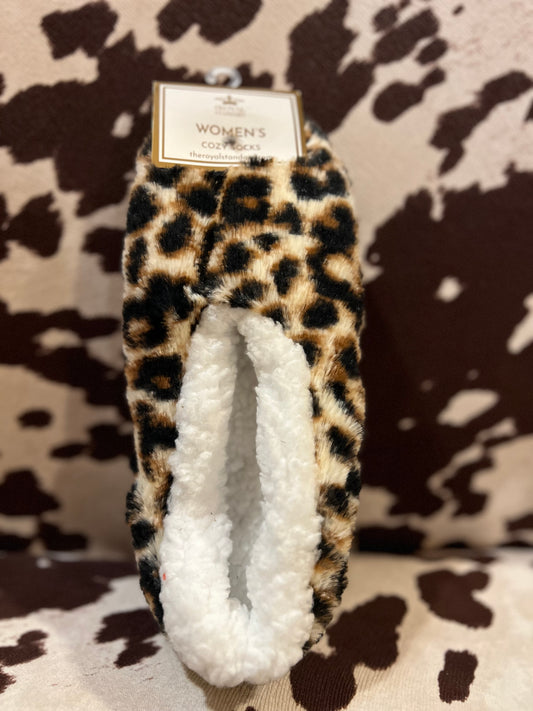 Plush Sherpa Leopard Slippers