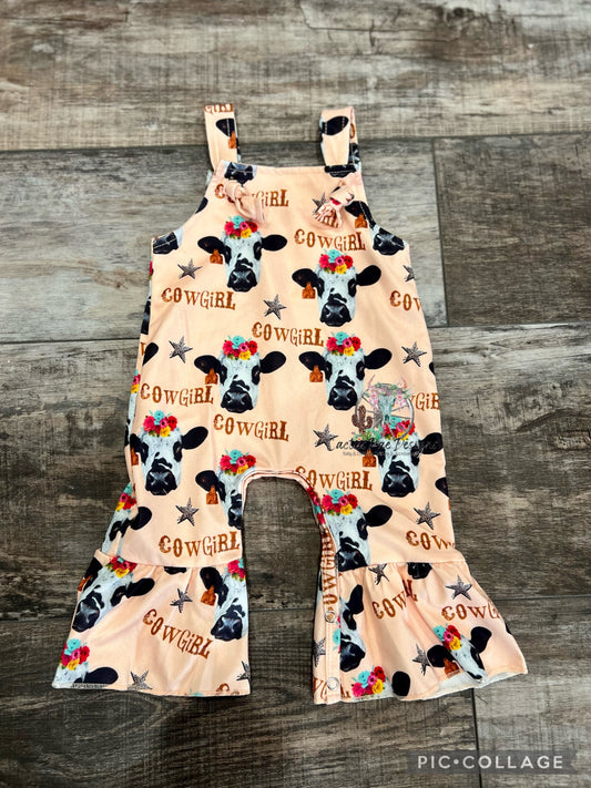 Cowgirl Cow printed Romper