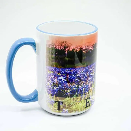 Bluebonnet Sunset Coffee Mug - 15 oz. Ceramic Coffee Cup