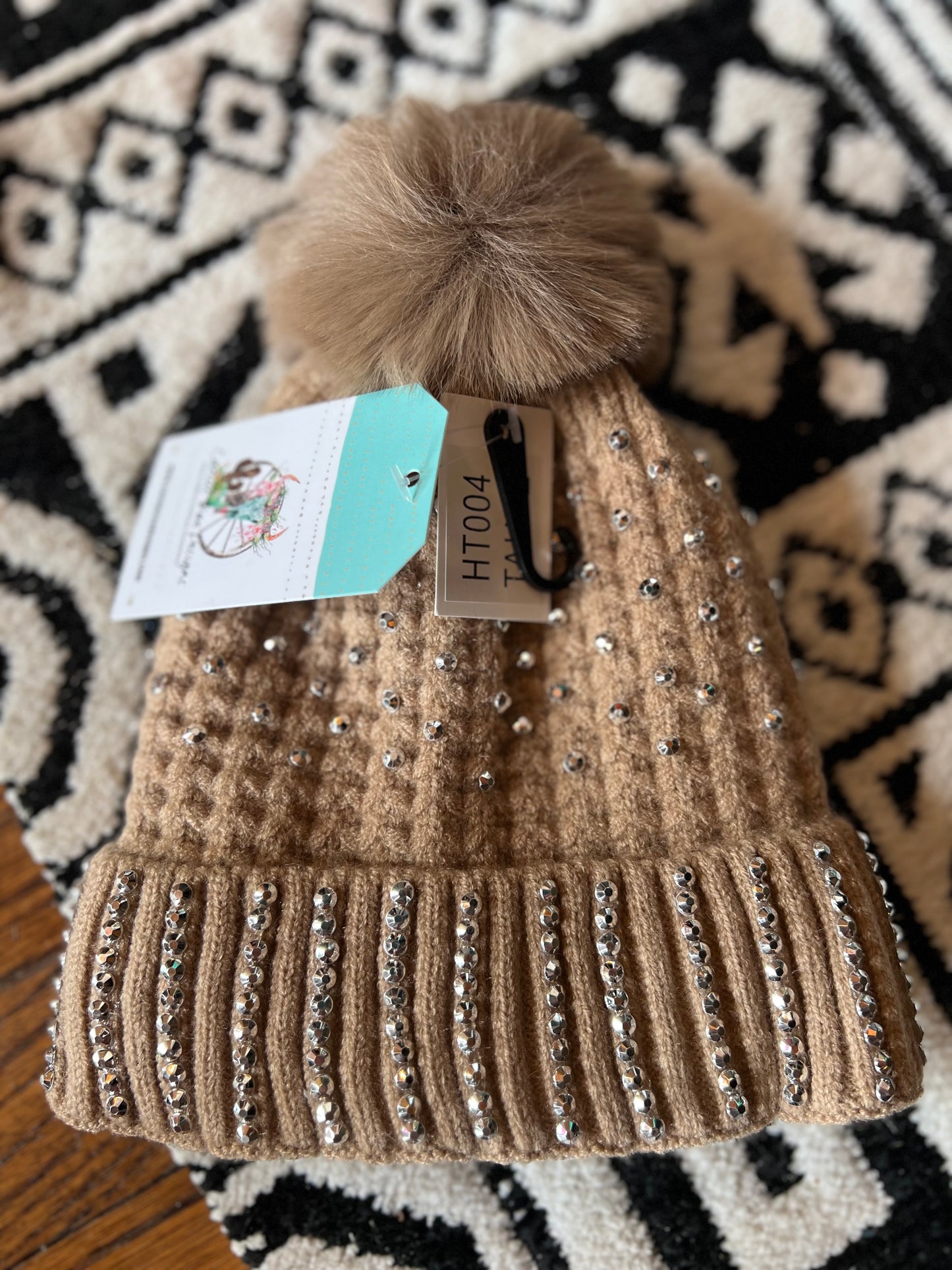 Bling Knit Hat With Fleece Lining