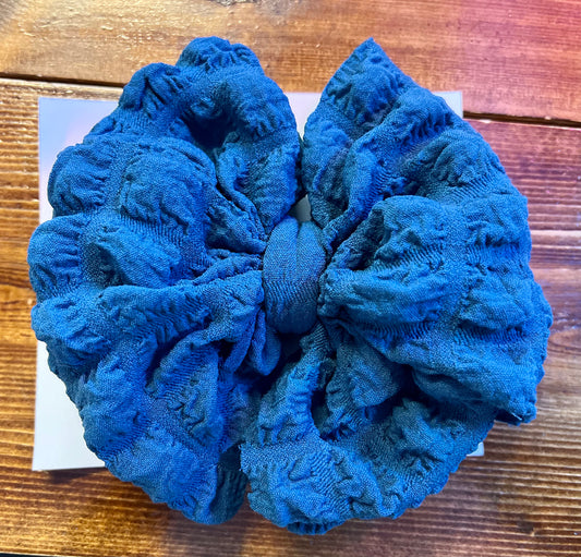 Blue Popcorn 7" Messy Bow