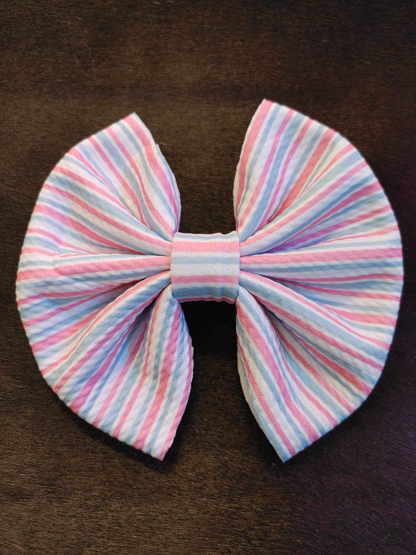 5" Clip Bow Hospital Stripes