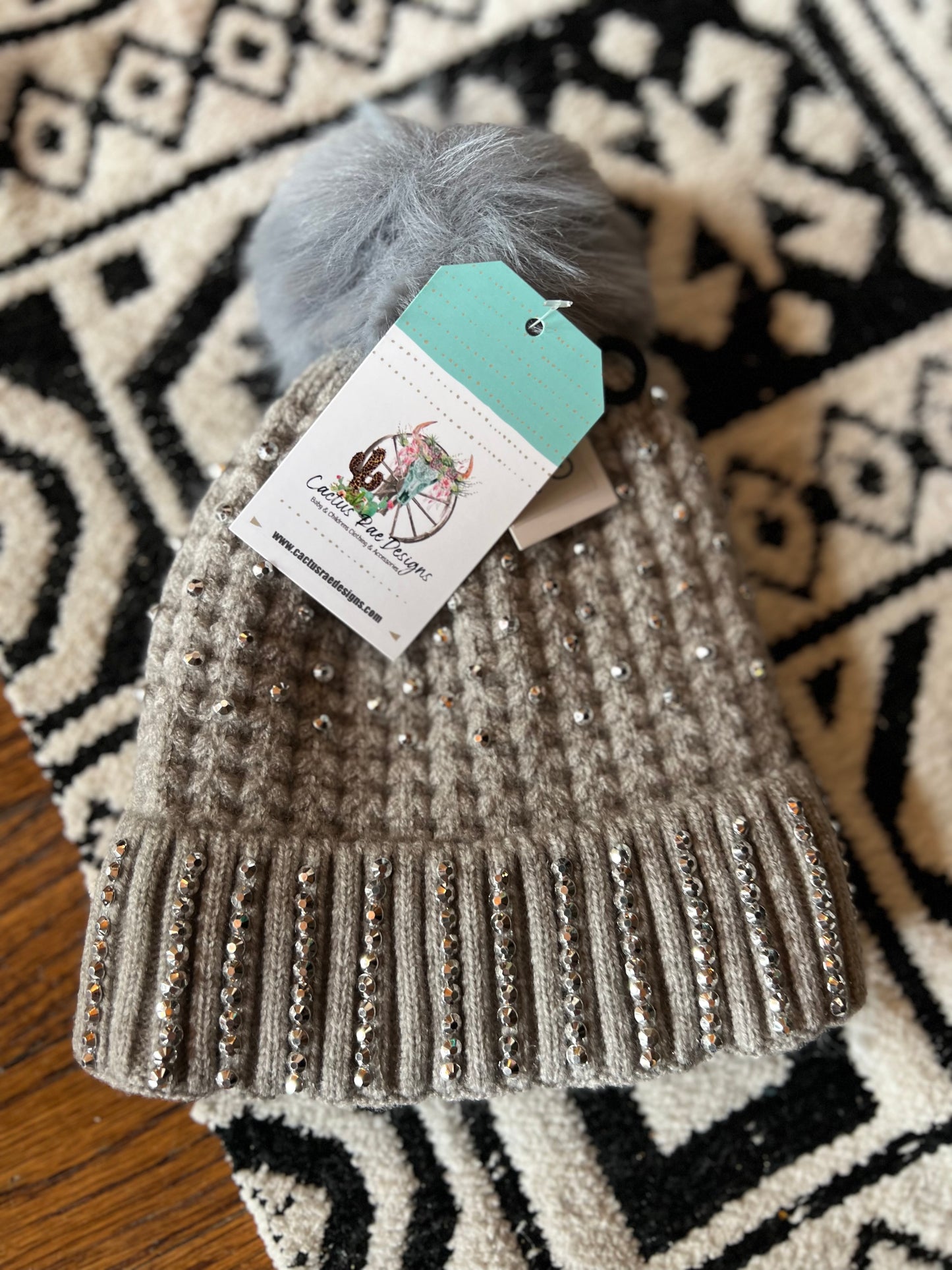 Bling Knit Hat With Fleece Lining