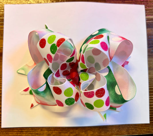 Christmas themed Polka Dots Bow