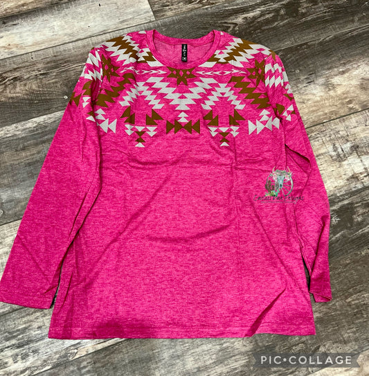 Pink Aztec Longsleeve Shirt