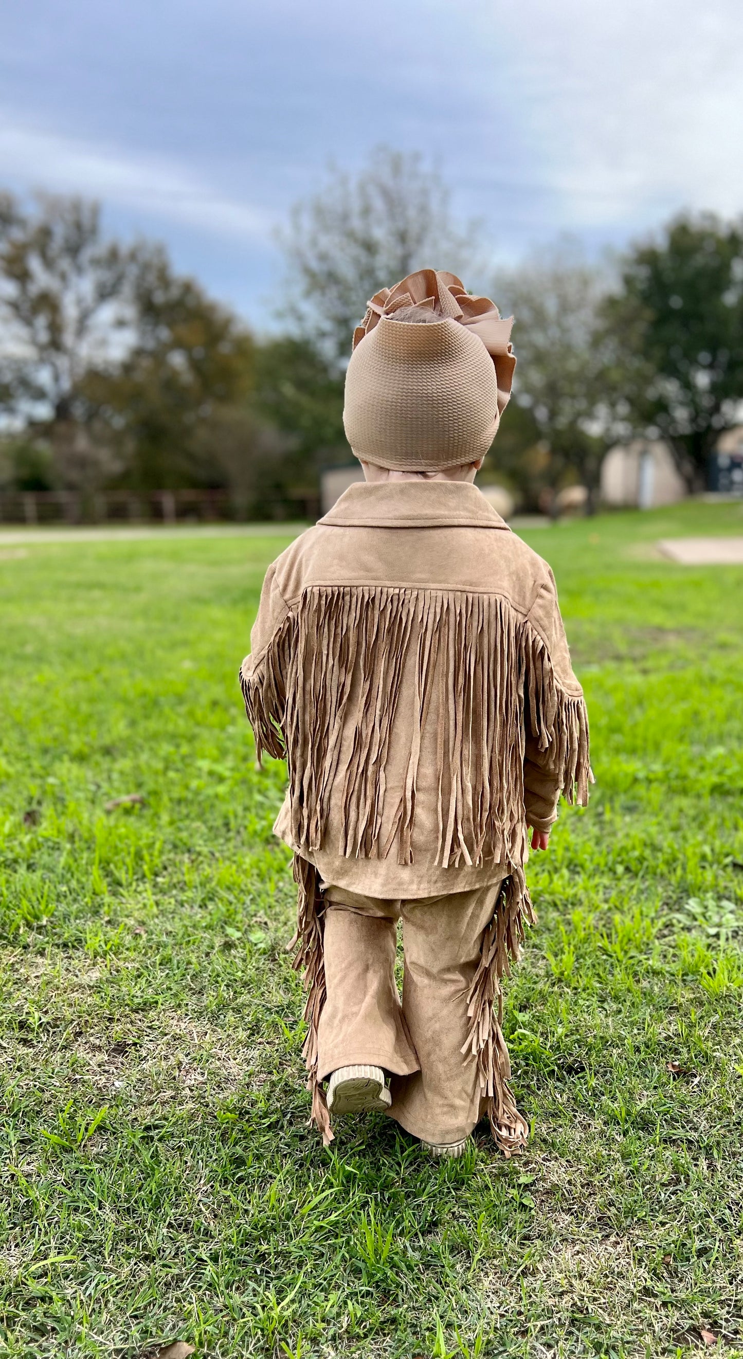 Faux Suede Fringe Jacket "Camel"