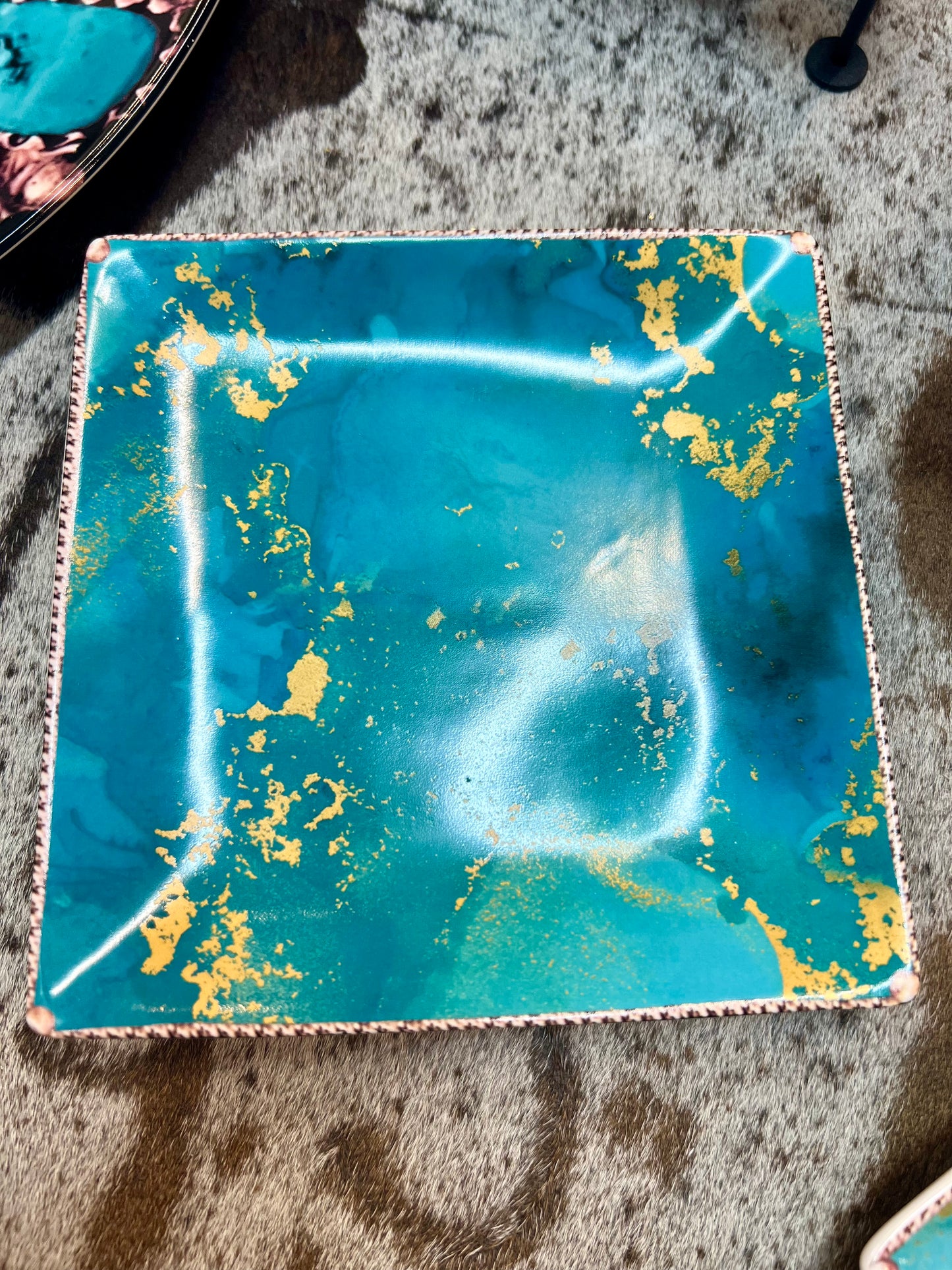 Turquoise Jewelry Canape Plate 6"- Sq