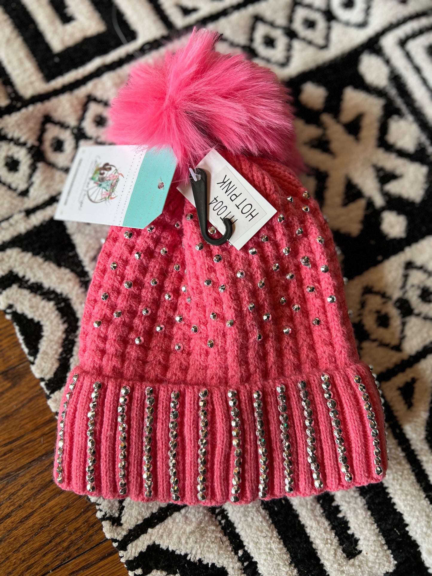 Bling Knit Hat With Fleece Lining